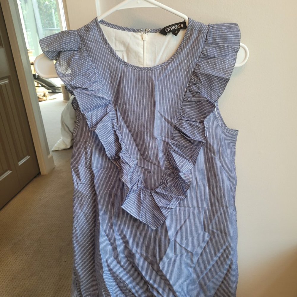 Express blue white stripe summer dress XS